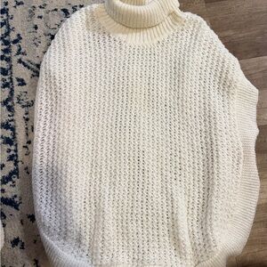 LC Lauren Conrad Cream Cowl Neck Poncho Sweater